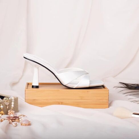 صندل نسائي بكعب قطة من ComeShun سهل الارتداء من الساتان بكعب رفيع in Kuwait