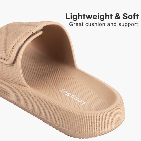 شرائح LongBay Comfy Cloud Cushion للنساء والرجال | صندل EVA بنعل سميك وناعم مع حزام قابل للتعديل | شباشب استحمام مضادة للانزلاق in Kuwait
