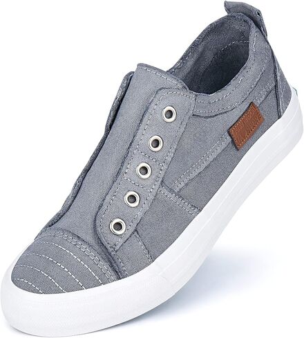 JENN ARDOR Women's Canvas Slip On/Lace up Sneakers Low Tops Fashion Flats Comfortable Casual Shoes for Walking in Kuwait