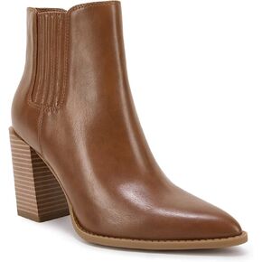 Womens Booties Pointed Toe Stacked Heel Fashion Chelsea Ankle Boots in Saudi Arabia