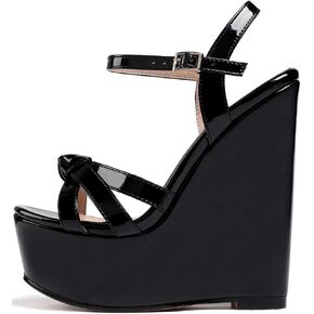 YODEKS Women's Wedge Heel Sandals Sexy Platform Open Toe Ankle Strap Fashion Mary Jane Summer Dress Patent Leather Sandals in Saudi Arabia