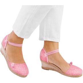 JYSwoshoe Womens Closed Toe Espadrille Wedge Heels Sandals, 2023 Retro Casual Ankle Strap Platform Wedges Summer Shoes Womens Espadrilles