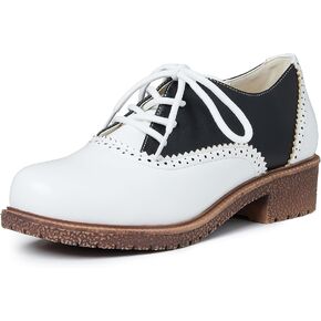 أحذية أكسفورد من mikarka للنساء بكعب منخفض مكتنز وأطراف أجنحة مثقوبة وأحذية بكعب عالي in Kuwait