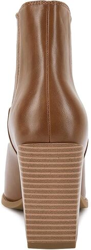 Womens Booties Pointed Toe Stacked Heel Fashion Chelsea Ankle Boots in Kuwait