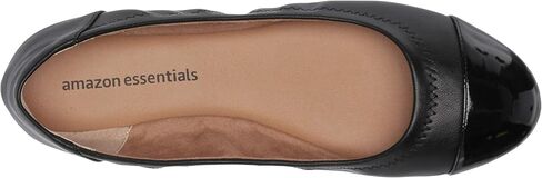 Amazon Essentials Women's Cap Toe Ballet Flat, Black, 12 in Saudi Arabia