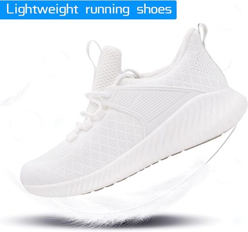 Akk Womens Running Workout Shoes - Non Slip Lightweight Gym Mesh Sneakers for Walking, Tennis, Training, Outdoor Sport White Size 6.5 US in Saudi Arabia