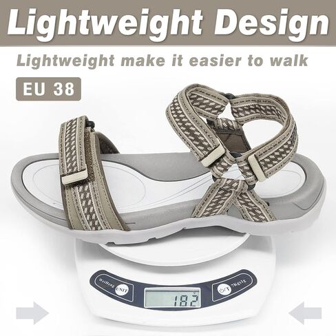 صنادل المشي النسائية من GRITION مفتوحة عند الأصابع، صنادل نسائية صيفية مسطحة للاستخدام الخارجي، صنادل المشي لمسافات طويلة سريعة الجفاف خفيفة الوزن in Kuwait