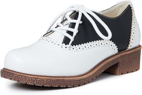 أحذية أكسفورد من mikarka للنساء بكعب منخفض مكتنز وأطراف أجنحة مثقوبة وأحذية بكعب عالي in Kuwait