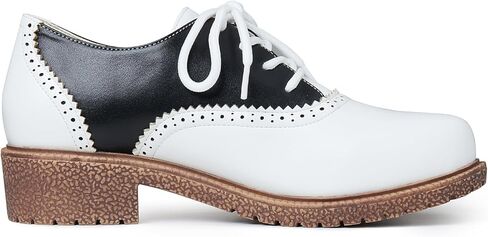 أحذية أكسفورد من mikarka للنساء بكعب منخفض مكتنز وأطراف أجنحة مثقوبة وأحذية بكعب عالي in Kuwait