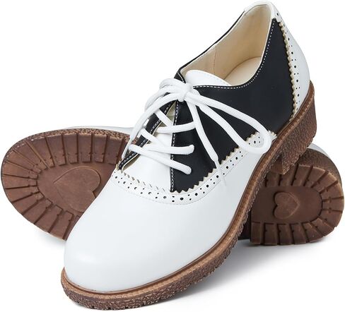 أحذية أكسفورد من mikarka للنساء بكعب منخفض مكتنز وأطراف أجنحة مثقوبة وأحذية بكعب عالي in Kuwait