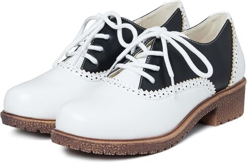 أحذية أكسفورد من mikarka للنساء بكعب منخفض مكتنز وأطراف أجنحة مثقوبة وأحذية بكعب عالي in Kuwait