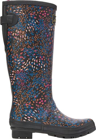 Joules New Women's Welly Print W/Adj Back Gusset Rain Boot Black Speckle 10 in Saudi Arabia