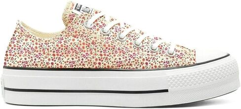 Converse Womens Chuck Taylor All Star Lift Platform Low Top Sneakers, Egret/Multi Flowers/Black, 5.5 US in Saudi Arabia