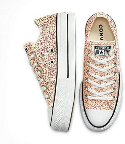 Converse Womens Chuck Taylor All Star Lift Platform Low Top Sneakers, Egret/Multi Flowers/Black, 5.5 US in Saudi Arabia