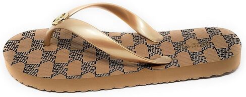 Michael Kors Women's MK Flip Flops, Camel/Navy in Saudi Arabia