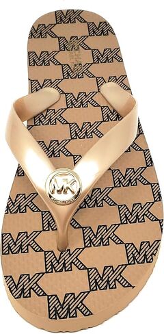 Michael Kors Women's MK Flip Flops, Camel/Navy in Saudi Arabia
