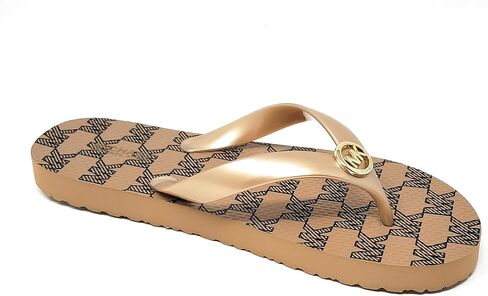Michael Kors Women's MK Flip Flops, Camel/Navy in Saudi Arabia