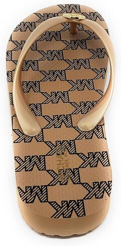 Michael Kors Women's MK Flip Flops, Camel/Navy in Saudi Arabia