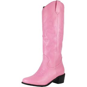 mikarka Women's Square Toe Embroidered Mid-Calf Western Cowboy Cowgirl Boots for Women with Pull-Up Tabs in Saudi Arabia
