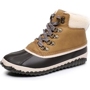 GAWBAW Womens Waterproof Winter Snow Boots - Warm Faux Fur Lined Lace up Duck Boots Ankle Rain Boots For Women in Saudi Arabia