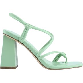 Marc Fisher Womens Green Slingback Knotted Strappy Padded Giada Square Toe Block Heel Slip On Leather Heeled Thong Sandals 5 M in Kuwait