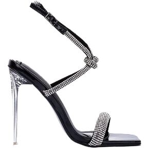 Women Rhinestone Clear High Heel Sandals