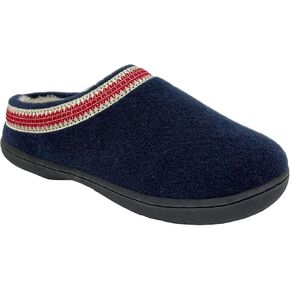 Clarks Womens Wool Felt Clog Slippers JMH1319T - Warm Cozy Plush Faux Fur Lined - Indoor Outdoor House Slipper for Women