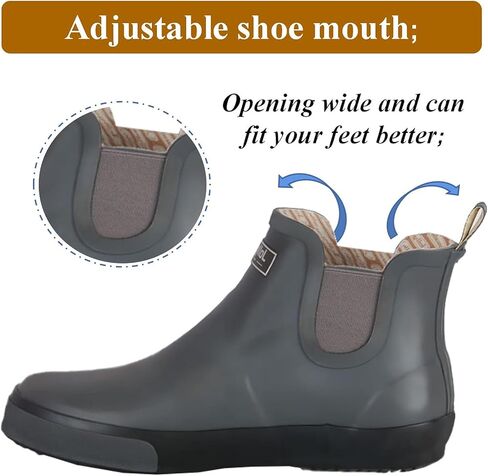 المرأة الكاحل احذية المطر مقاوم للماء حذاء للحديقة المضادة للانزلاق أحذية المطر نعل مطاطي للجنسين سطح السفينة الأحذية حجم كبير 10.5 in Kuwait