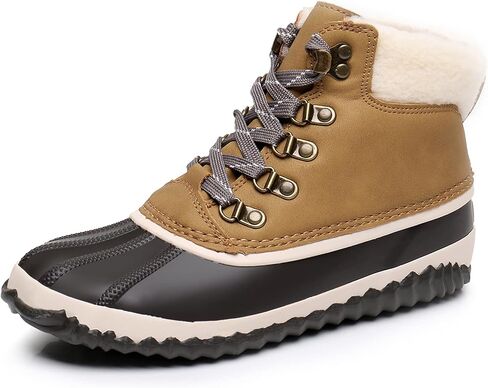GAWBAW Womens Waterproof Winter Snow Boots - Warm Faux Fur Lined Lace up Duck Boots Ankle Rain Boots For Women in Kuwait