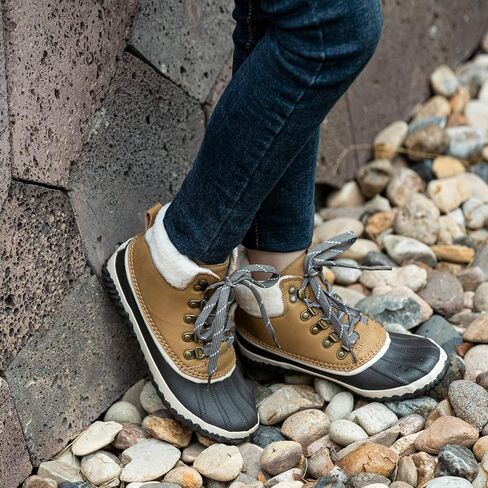 GAWBAW Womens Waterproof Winter Snow Boots - Warm Faux Fur Lined Lace up Duck Boots Ankle Rain Boots For Women in Kuwait