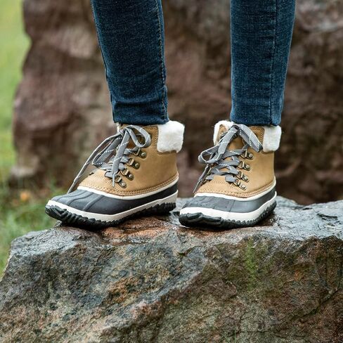 GAWBAW Womens Waterproof Winter Snow Boots - Warm Faux Fur Lined Lace up Duck Boots Ankle Rain Boots For Women in Kuwait