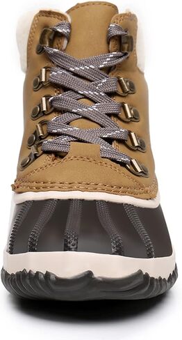 GAWBAW Womens Waterproof Winter Snow Boots - Warm Faux Fur Lined Lace up Duck Boots Ankle Rain Boots For Women in Kuwait