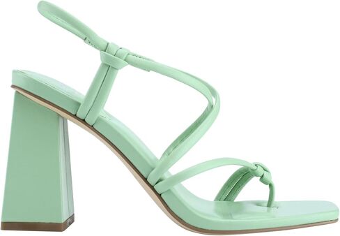 Marc Fisher Womens Green Slingback Knotted Strappy Padded Giada Square Toe Block Heel Slip On Leather Heeled Thong Sandals 5 M in Saudi Arabia