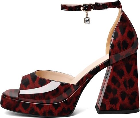 Eldof Platform Chunky Heels for Women Open Toe Heeled Sandals Ankle Strap Chunky High Heels Wedding Event Party Dress Shoes 4 Inches in Saudi Arabia