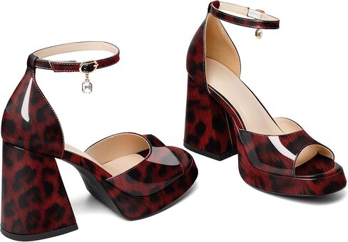 Eldof Platform Chunky Heels for Women Open Toe Heeled Sandals Ankle Strap Chunky High Heels Wedding Event Party Dress Shoes 4 Inches in Saudi Arabia