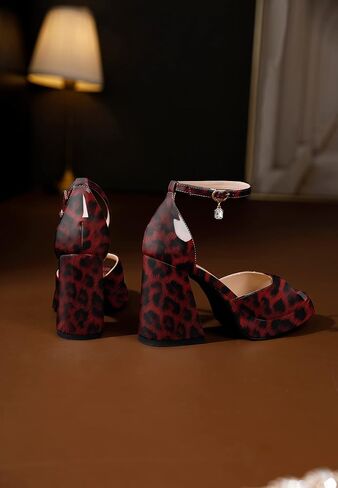 Eldof Platform Chunky Heels for Women Open Toe Heeled Sandals Ankle Strap Chunky High Heels Wedding Event Party Dress Shoes 4 Inches in Saudi Arabia