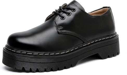 حذاء أكسفورد نسائي عتيق من MEMON، حذاء بدون كعب كاجوال برباط للنساء، حذاء أكسفورد ذو نعل سميك وكعب منخفض، حذاء مريح in Kuwait