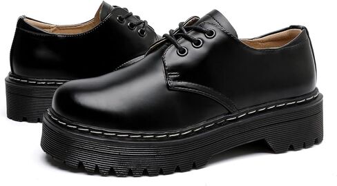 حذاء أكسفورد نسائي عتيق من MEMON، حذاء بدون كعب كاجوال برباط للنساء، حذاء أكسفورد ذو نعل سميك وكعب منخفض، حذاء مريح in Kuwait