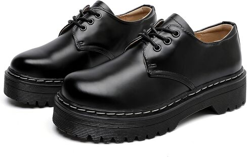 حذاء أكسفورد نسائي عتيق من MEMON، حذاء بدون كعب كاجوال برباط للنساء، حذاء أكسفورد ذو نعل سميك وكعب منخفض، حذاء مريح in Kuwait