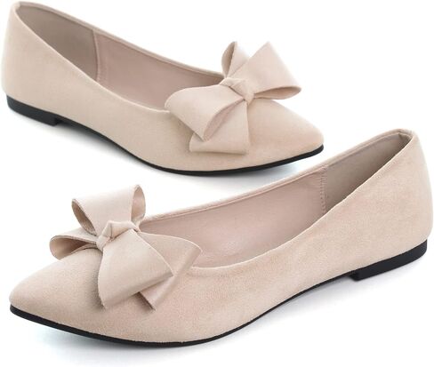 SAILING LU Bowknot Ballet Flats Womens Pointed Toe | Flat Shoes, Suede Dress Shoes, Wear to Work, Slip On in Saudi Arabia