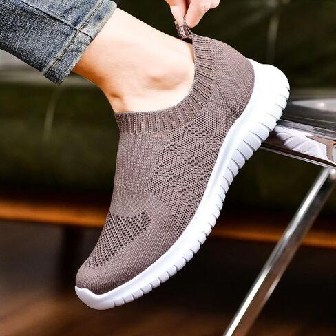 TIOSEBON Women's Walking Slip On Sock Knit Shoes | Lightweight Breathable Mesh Sneakers, Cushioned Sole, Casual Comfortable for All-day Standing, teachers & Travel in Saudi Arabia