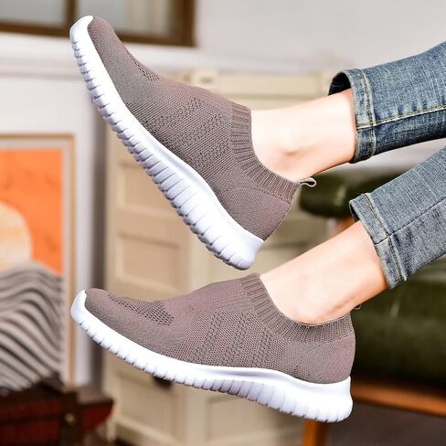 TIOSEBON Women's Walking Slip On Sock Knit Shoes | Lightweight Breathable Mesh Sneakers, Cushioned Sole, Casual Comfortable for All-day Standing, teachers & Travel in Saudi Arabia