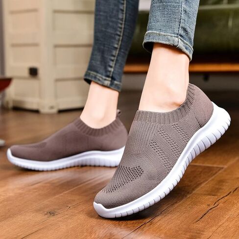 TIOSEBON Women's Walking Slip On Sock Knit Shoes | Lightweight Breathable Mesh Sneakers, Cushioned Sole, Casual Comfortable for All-day Standing, teachers & Travel in Saudi Arabia
