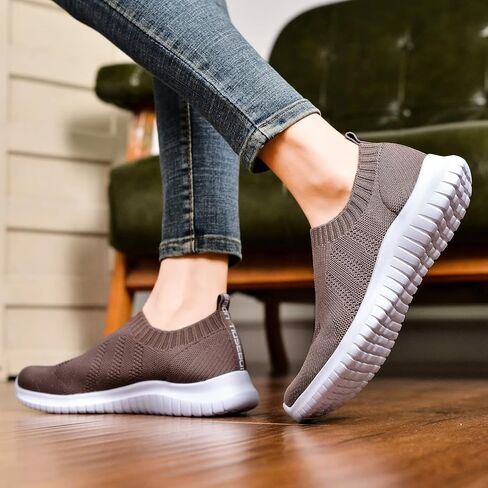 TIOSEBON Women's Walking Slip On Sock Knit Shoes | Lightweight Breathable Mesh Sneakers, Cushioned Sole, Casual Comfortable for All-day Standing, teachers & Travel in Saudi Arabia