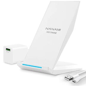 NANAMI Fast Wireless Charger Charging Stand with 20W PD Adapter | NightStand Phone Charger Dock for iPhone 17/17 Pro/17 Pro Max/16/16 Plus/15/14, 10W for Samsung Galaxy S26/S26+/S25/S24 in Saudi Arabia