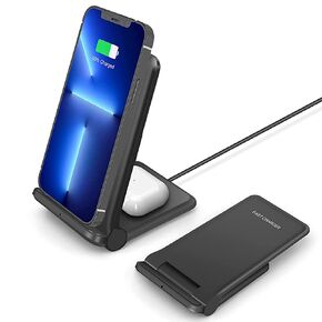 شاحن لاسلكي 25 وات، قاعدة شحن لاسلكية 2 في 1 قابلة للطي لهواتف Apple iPhone 14/13/12/11/Plus/Pro/SE/X/8/Airpods، PDKUAI حامل شحن لاسلكي مزدوج سريع 15 وات لهاتف Samsung/Galaxy Buds