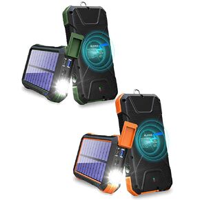 عبوتين من باور بانك شاحن بالطاقة الشمسية بسعة 20,000 مللي أمبير في الساعة، شاحن لاسلكي 10 وات/7.5 وات/5 وات مع 4 مخارج ومدخلات مزدوجة in Kuwait