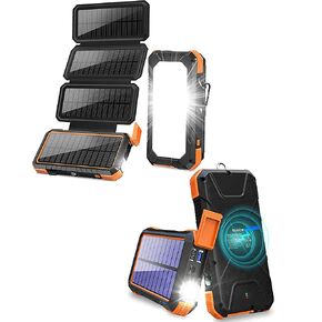شاحن شمسي سريع بقدرة 20,000 مللي أمبير للاستخدام الداخلي بالإضافة إلى شاحن طاقة شمسية قابل للطي بقدرة 20,000 مللي أمبير في الساعة (برتقالي وبرتقالي) in Kuwait