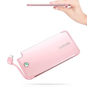 شاحن محمول Luxtude بقدرة 5000 مللي أمبير في الساعة لهاتف iPhone، كابل Lightning مدمج (معتمد من MFi Apple)، حزمة بطارية خارجية رفيعة للغاية، بنك طاقة للشحن السريع لهاتف iPhone 13/12/11 Pro/X/XR/XS Max/10/8/7/6S إلخ . in Kuwait