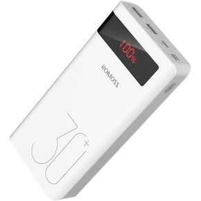 ROMOSS Sense8P+ 30000mAh Power Bank, 18W Type C PD Fast Charge Portable Charger with 3 Outputs and 3 Inputs, Huge Capacity External Battery Pack Compatible with iPhone, iPad Pro, Samsung and More